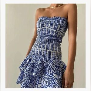 Women Colorblock Embroidery Dress for Strapless Sleeveless High Waist Patchwork